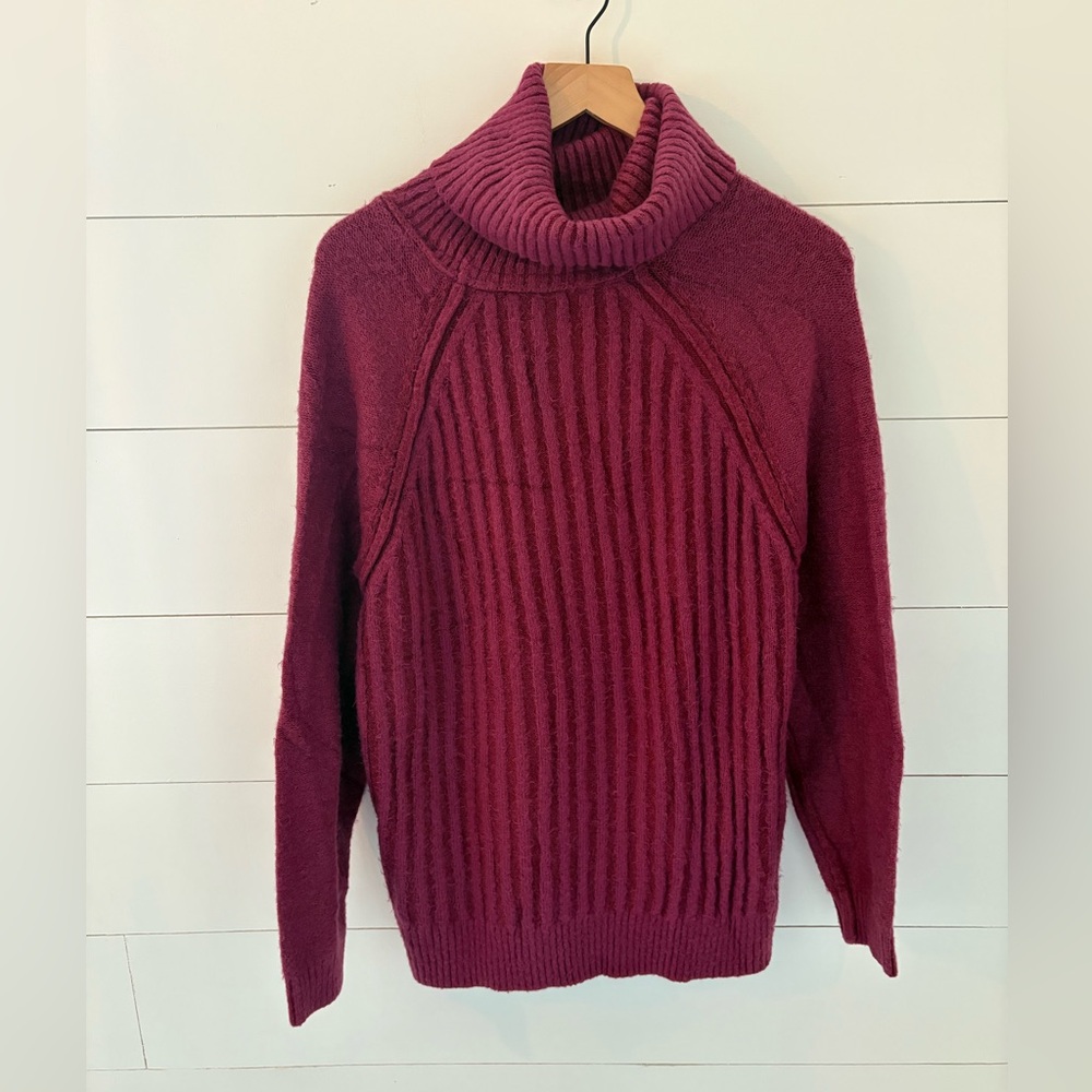Free People Big City Turtleneck Sweater in Mulberry